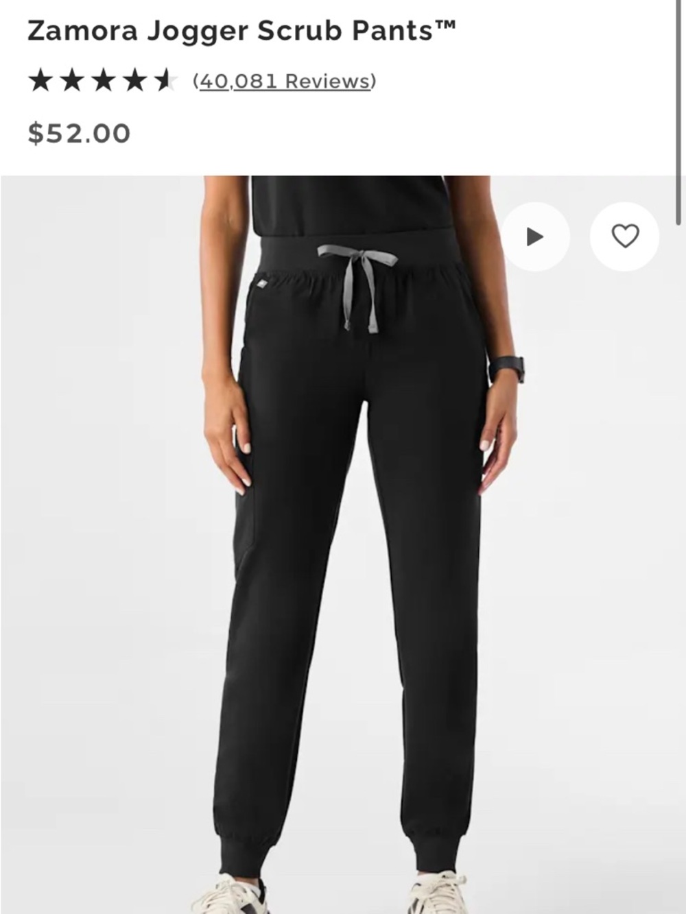EUC Figs Zamora black jogger scrub pants - M Petite